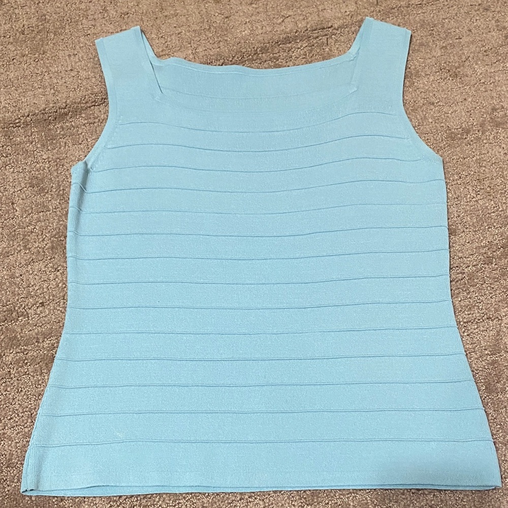 Cable & Gauge Light Blue Elegant Knit Sleeveless Top Summer Office - Picture 4 of 9